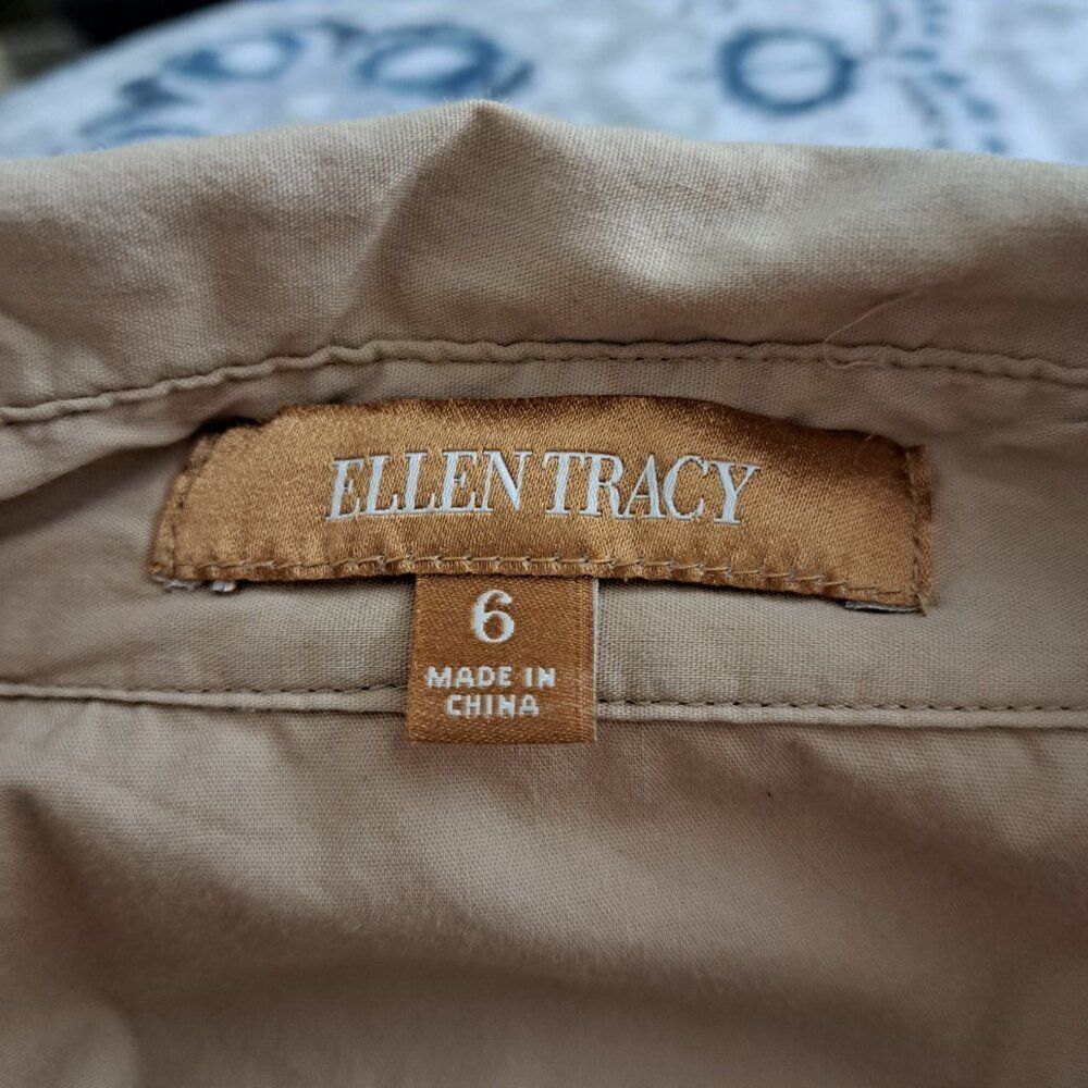 ​Ellen Tracy  Blouse Top Shirt Roll Tab Sleeves snap Up Stretch Size 6 - Picture 4 of 8